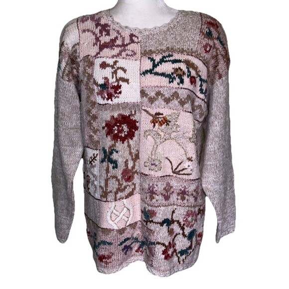 Heirloom Collectibles Sweaters - Vtg Heirloom Collectibles Women’s Chunky Y2K 90s Knit Cottagecore Sweater Size L